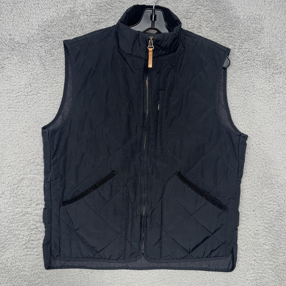 J Crew Sussex Vest Men's Sz M Black Corduroy‎ Collar Quilted PrimaLoft Full Zip